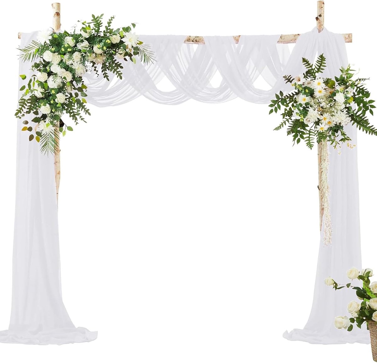 bruiloftsboog draperstof 160 x 800 cm zachte tule en delicate | Chiffon decoratieve stof bruiloftsgordijn voor ramen, druivenboog, gang, podium, decoratie, bruiloftsdecoratie