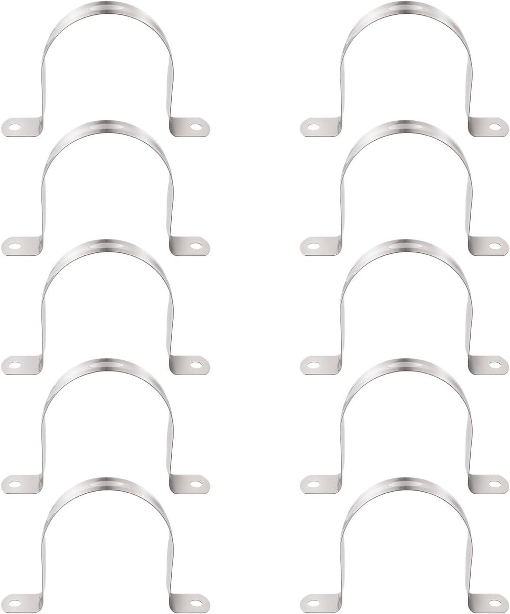 10 Stuks Ø 65mm U-Vormige Pijpklem, Stijve Pijpklem van Roestvrij Staal 304, 2-Gats Leidingklemmen, Zadel Slangklemmen, voor Buizen en Kabels