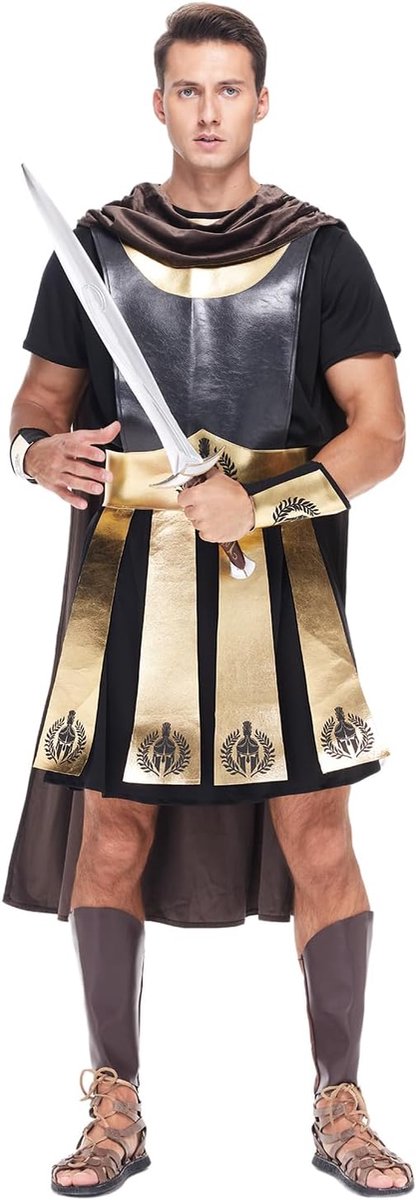 Romeins gladiatorkostuum voor mannen, moedig, Halloween, soldaat, antieke krijger, feestkleding