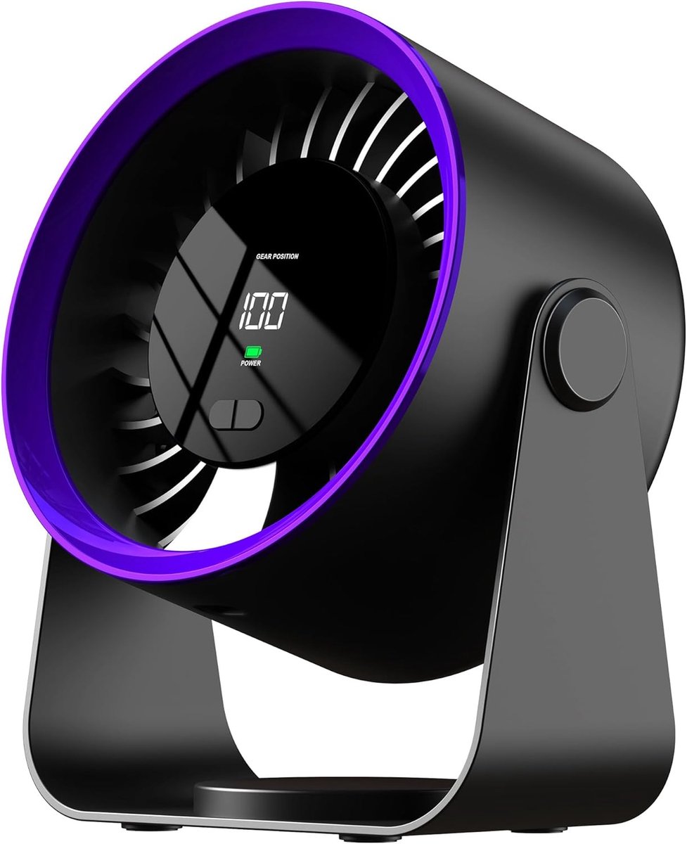 draagbare turbo-ventilator, geluidsarme koeling, plafondventilator, USB-C kleine ventilator voor outdoor, camping, huis, kantoor (violet)