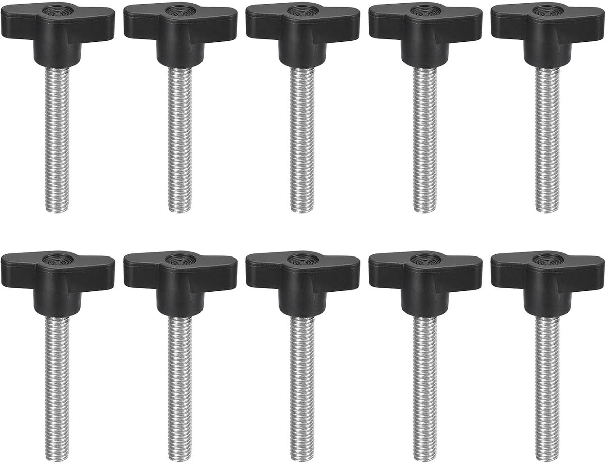 10 stuks spanschroefknopen, M8 x 50 mm, metrisch, 304 roestvrij staal, T-vormige duimschroeven, handvat voor snel verwijderen, handvasttrekken, knopset