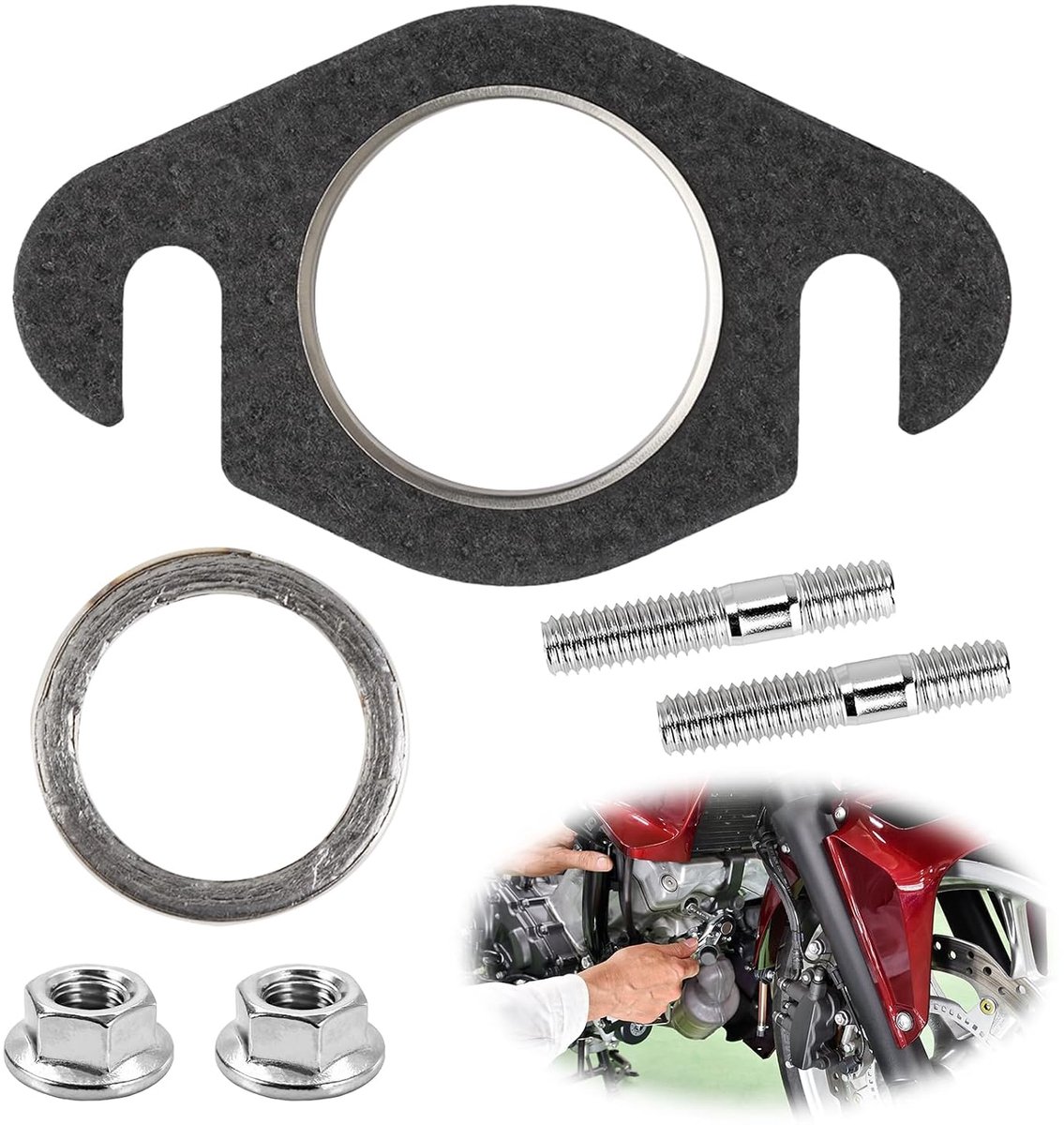 Uitlaatbout Krümmer Afdichtering Set voor 50ccm Roller, Universele Uitlaatkrümmer Afdichtering, Passend voor Modellen zoals Aerox, Bw's, Booster, Nitro, Mach-G, Jog-R, Ovetto, Scooter