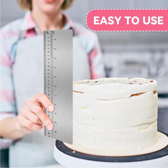 Spatels van roestvrij staal met 30cm schaal en 2-in-1 taartspatel voor gladstrijken voor verschillende vormen van kam-taartranden, taartuitstekers voor mousse, botercrème, taartdecoratie — afbeelding 4