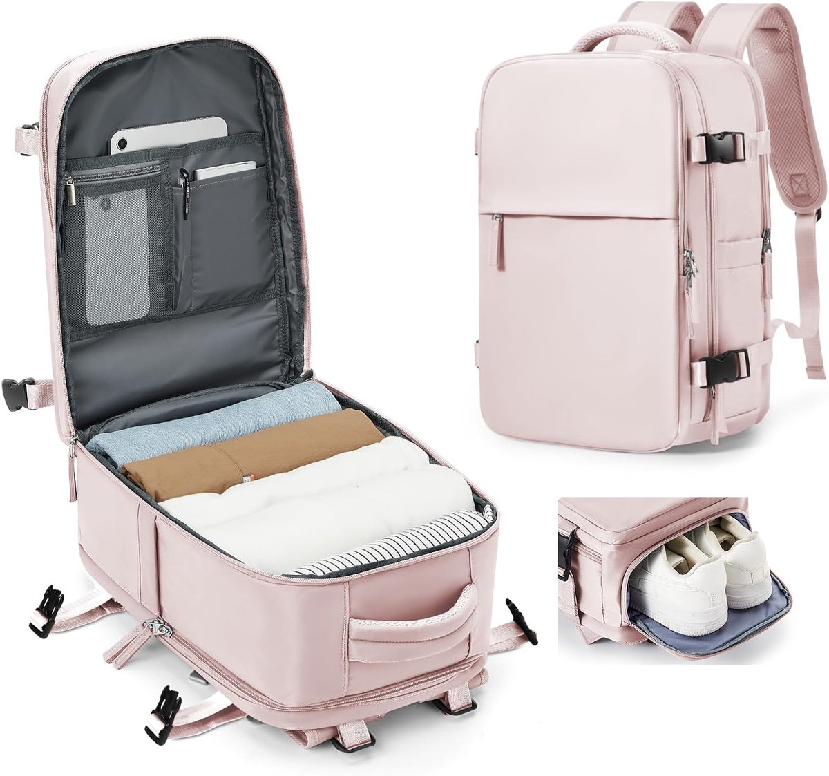 Grote Reisrugzak Voor Vrouwen,Ryanair Handbagage 40x30x20 Rugzak Wizz Air 40x30x20 Mannen Waterdichte Buitensportrugzak,Casual Daypack 14 duimlaptopcompartiment Met Schoencompartiment