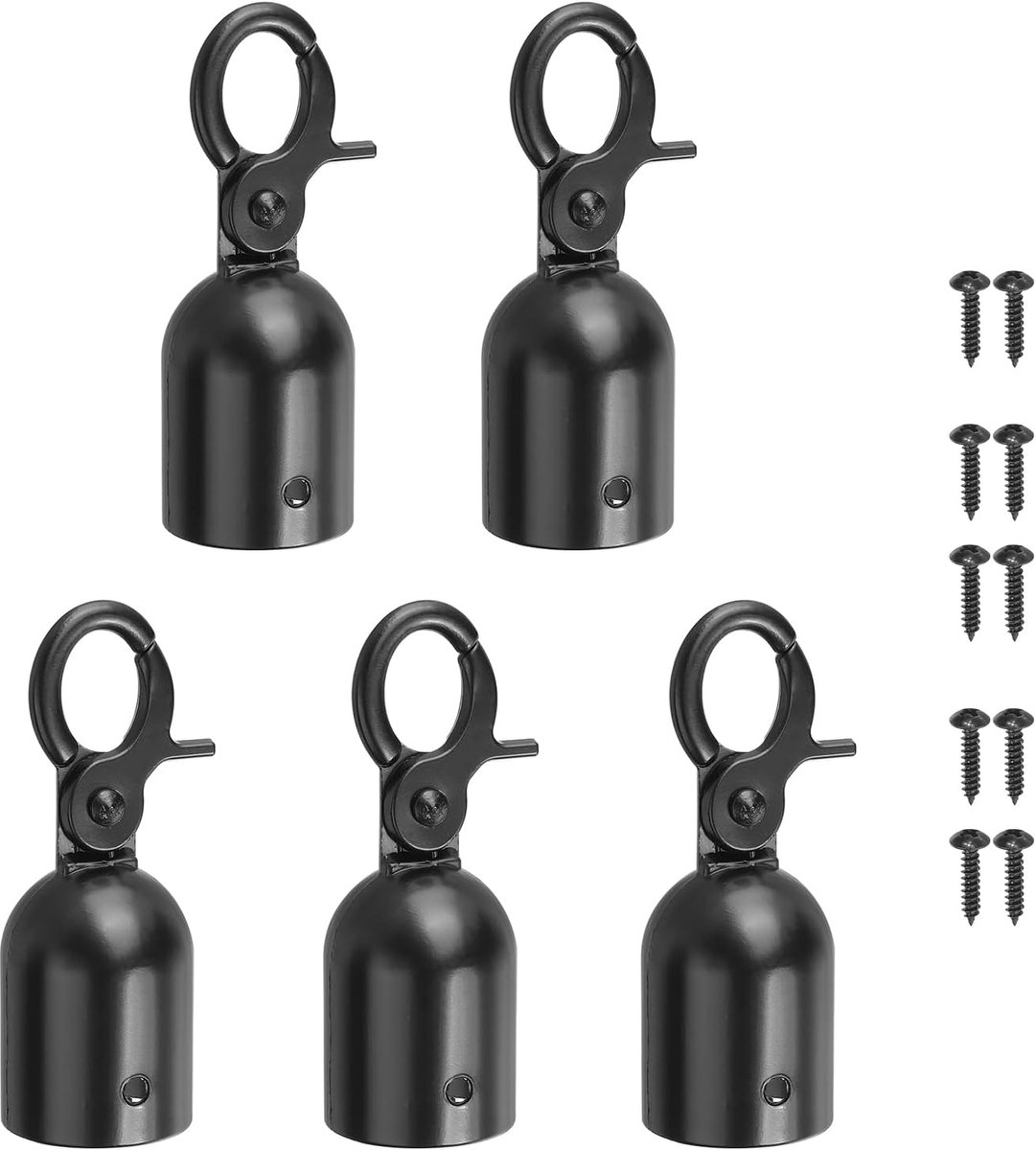 1,1 x 7,8 cm koordstopper voor aankomsten, verpakking met 5 stuks, deksel voor koorden, verdeler voor staart, controle van mensenmassa, klikhaak, zwart
