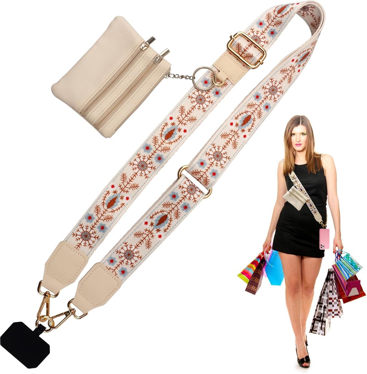 telefoonketting met tas, verstelbare telefoonband om om te hangen, multifunctionele telefoonriem, schouderriem, mobiele telefoon, accessoires voor outdoor, reizen, dagelijks gebruik