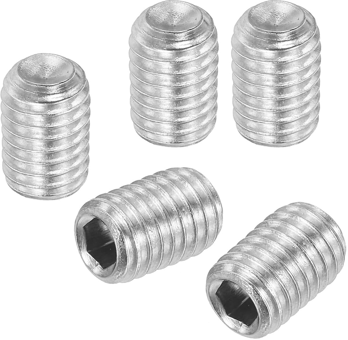 Set van 50 stuks stelschroeven set, M8 x 12 mm zeskant schroef 304 roestvrij staal binnenzeskant schroefdraadpennen voor houder deurklinkkraan lampreparatie