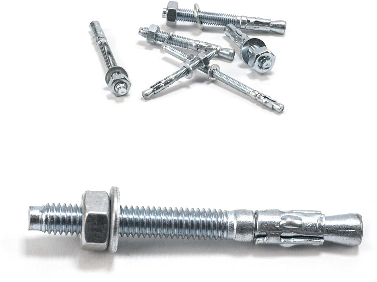 Boutanker M6, betonanker, zware anker, zware pluggen M6 x 60 mm, ankerbouten voor leuningen, beton, raam, steen, machines, balken, ankerschroeven, moeren, set (20, M6 x 60)