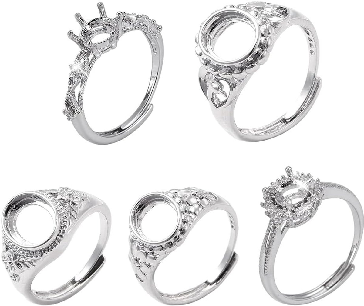 5 stijlen klauwring blanco verstelbare messing ringvoet tanden ring instellingen vingercomponenten voor vrouwen doe-het-zelf knutselwerk sieraden maken onregelmatige edelsteen instelling