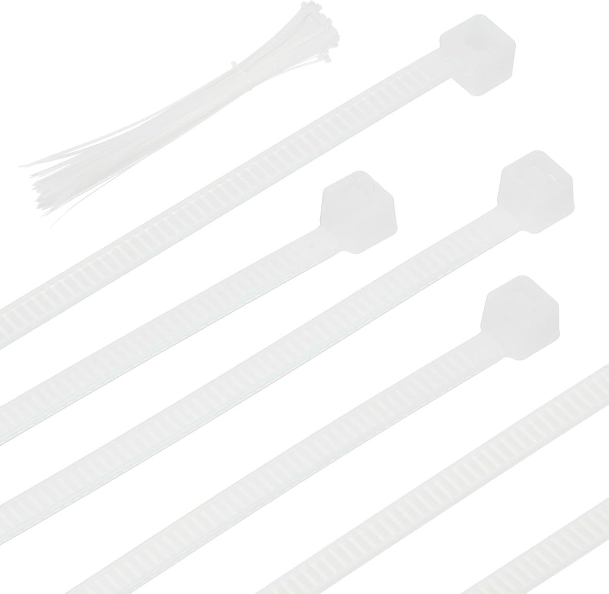 Kabelbinders 40 cm, 100 stuks zelfborgende nylon draadbinderwikkelingen, zwaar belastbaar, met treksterkte van 50 pond voor binnen en buiten, wit (0,3 cm W)