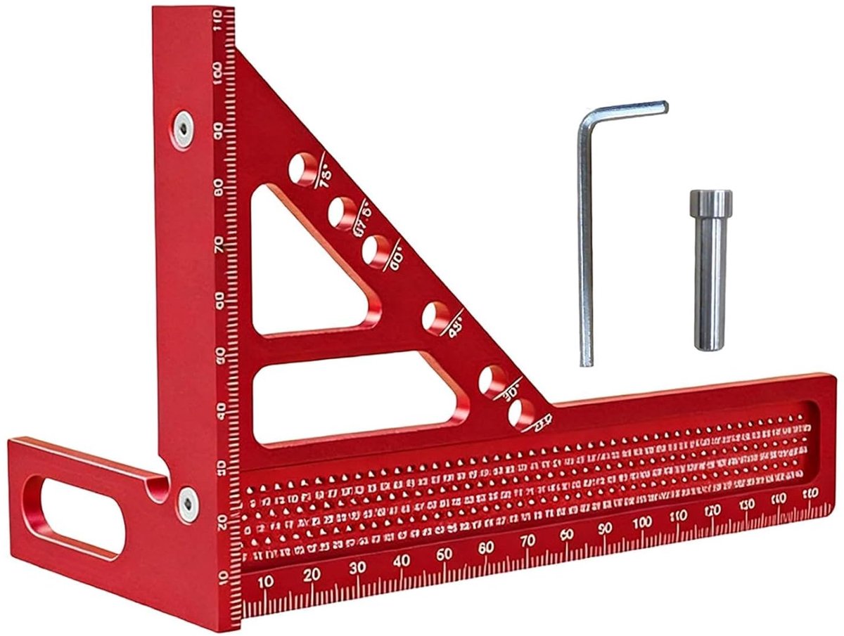 3D-verstekhoek, multifunctioneel, zeer nauwkeurige meerhoek, meetliniaal van aluminiumlegering, houtbewerkingsmeetgereedschap, afscheurgereedschap voor timmerlieden, ingenieurs, doe-het-zelvers