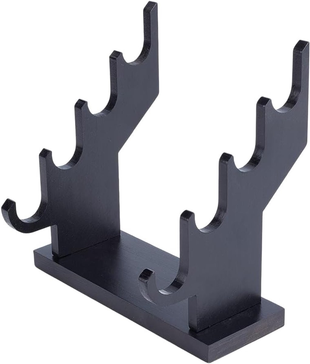 4 niveaus zwart houten display 12 x 6 x 15,7 cm voor toverstaf, klein zwaard, tafelstandaard