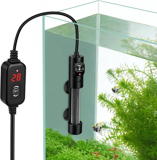 Aquariumverwarming, 100W Aquariumverwarming met Temperatuurregelaar, Digitale Verwarmingsstaaf, Instelbare Onderwaterverwarming voor 38-75L Zoutwater en Zoetwater Aquariums (15-34°