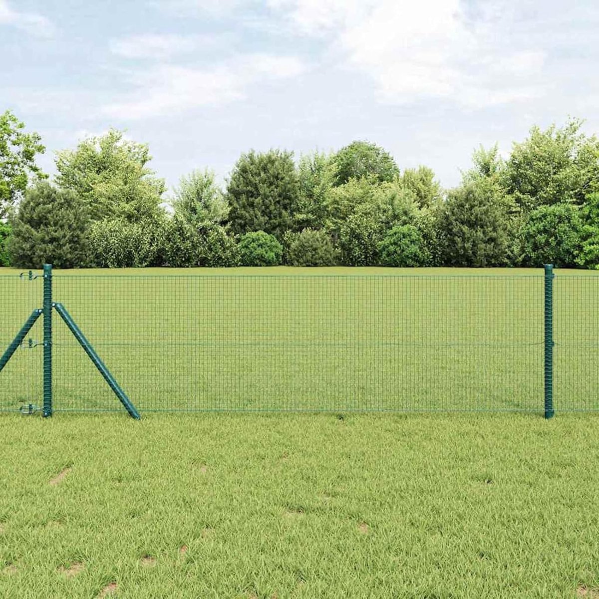 Gelaste draadomheining groen 0,4 x 25 m staal, hekstangen gaashek draadomheining tuinhek voor binnenplaats kippenhok weidehek 42005056