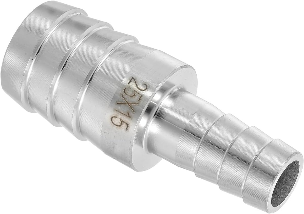 Slangverloopstuk, 1 inch tot 17/32 inch, buisschroefverbinding, 304 roestvrij stalen slangschroefadapter voor vacuümsystemen, industriële buisverbindingen, zilver
