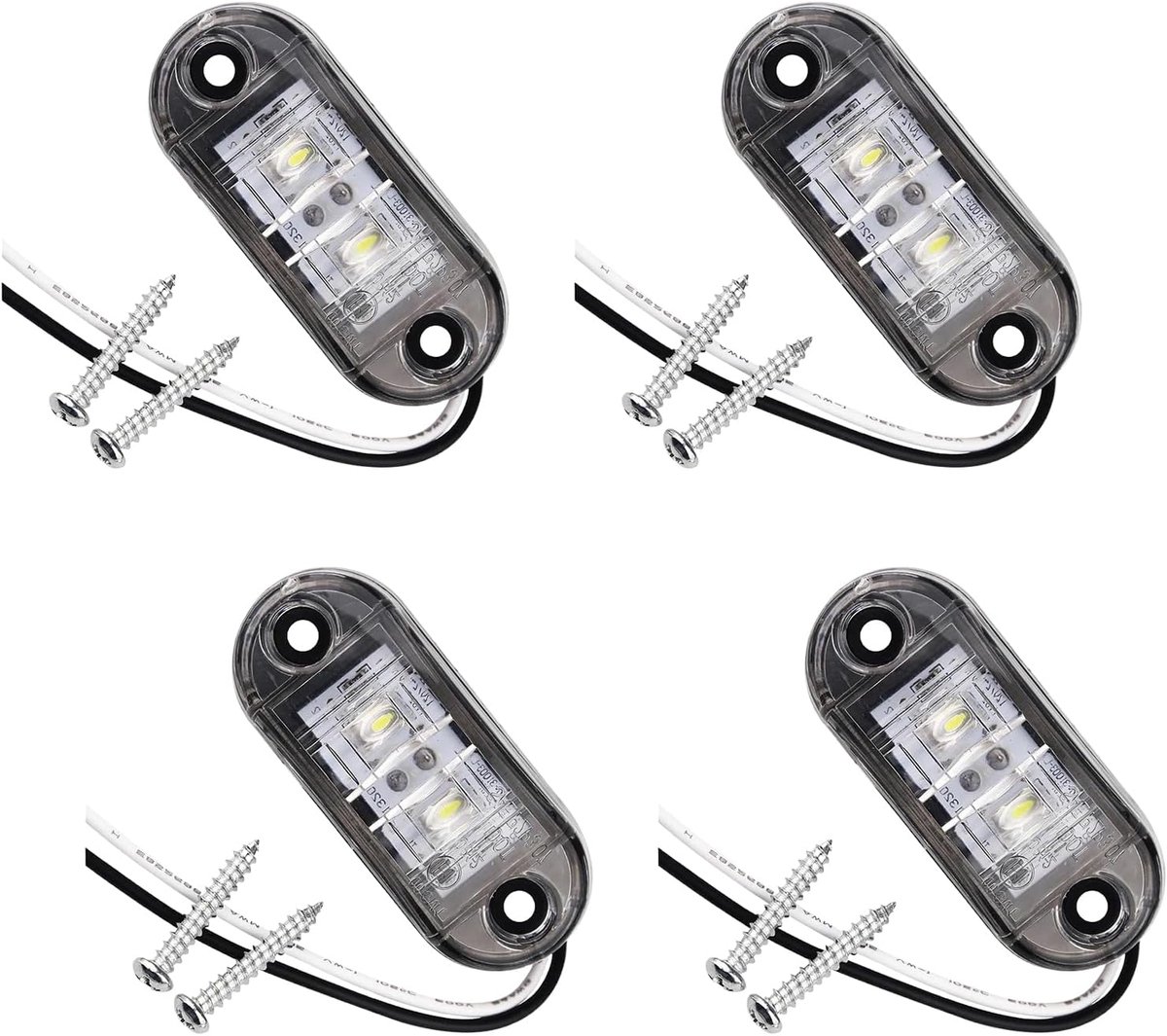 4 stuks, wit, IP65, 12 V/24 V, ovaal, led, zijmarkeringslichten, hoge zichtbaarheid en waterdicht, voor vrachtwagen, aanhanger, bestelwagen, caravan, bus, bus, 4 stuks