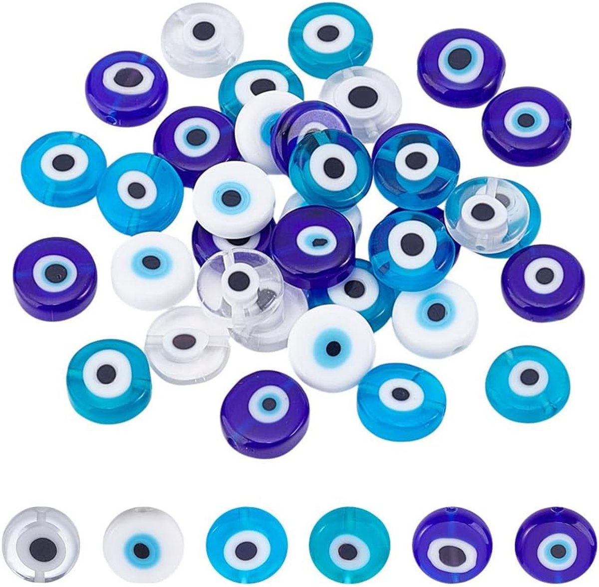 Kralen, handgemaakte boze oog lampwork kralen 12 mm voor armband maken sieraden doe-het-zelf ambacht, gat: 1 mm