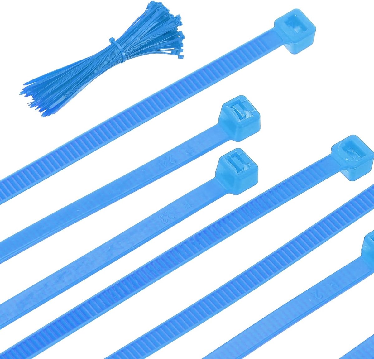 Kabelbinders 25,5 cm, 100 stuks zelfvergrendelende nylon draadbinderwikkelingen, zwaar belastbaar koordbeheer met 50 lbs treksterkte voor binnen en buiten, blauw (0,5 cm W)