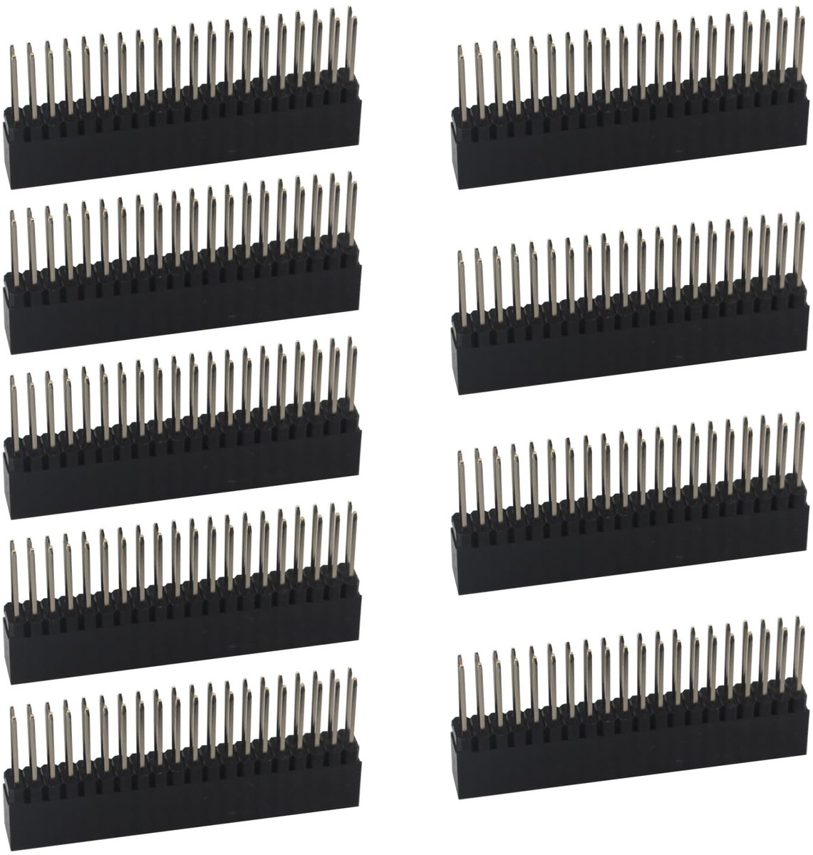 9PCS 2x20 40 Pin Stacking Female Header 0.1 Inch Pitch Dual Row Extra Tall Headers Connector for Raspberry Pi Arduino PCB Breadboard