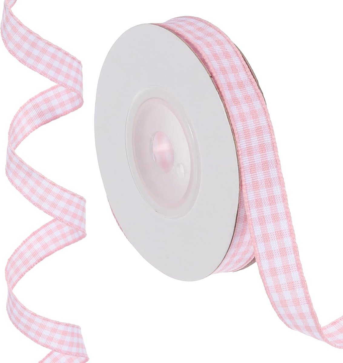 10 meter x 0,4 inch geruit lint, lichtroze en wit ginghamlint geschenkverpakkingslint voor Thanksgiving Strik Krans Craft Verjaardag Bruiloft