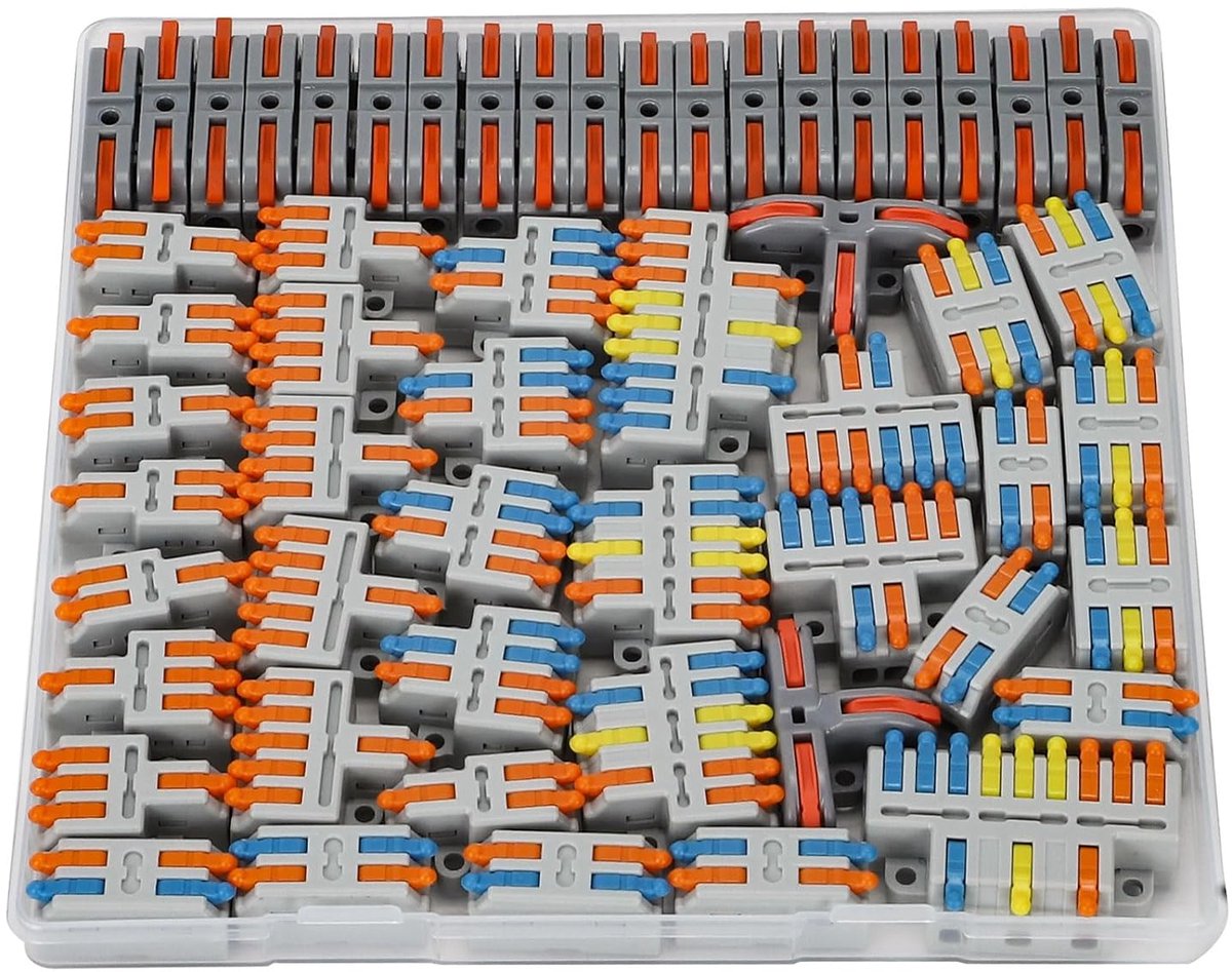 56 stuks compacte aansluiting, meervoudige menging, elektrische klemblokken met pool, snelaansluitklemmen, kabel 0,08-2,5 (4,0) mm², 250 V, 32 A, verlengt kabels en doe-het-zelvers