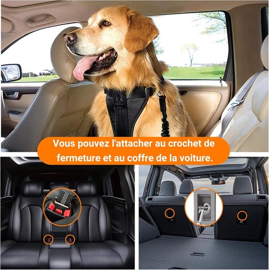 Veiligheidsgordel voor honden in Groot-Brittannië, verstelbare veiligheidsgordel voor huisdieren van 47 tot 70 cm met draaibare clip en reflecterende strips voor auto's, riem — afbeelding 5