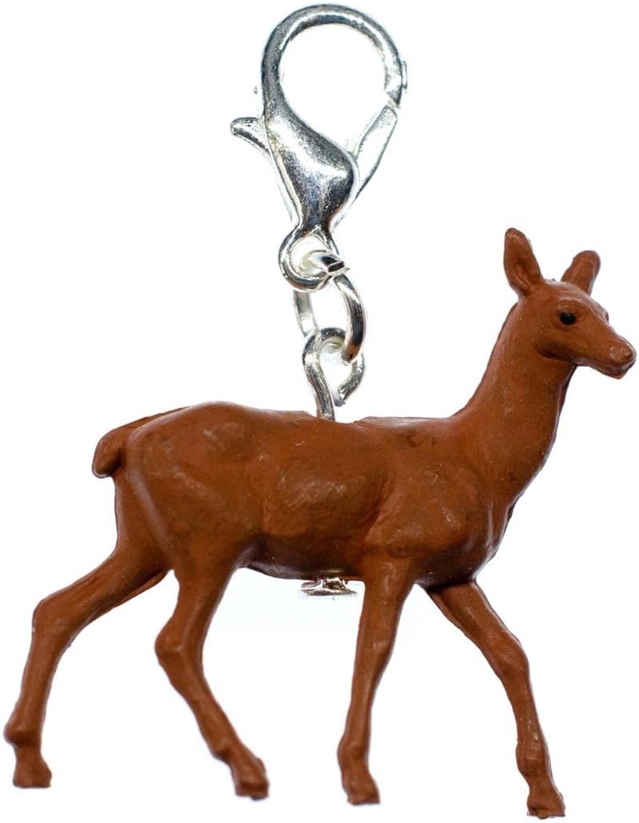 Herten Bedel Hanger Armband Enkelbandje Dier Hert Fawn Bruin 25Mm, 25mm, Metaal Zilver Kunststof, niet bekend
