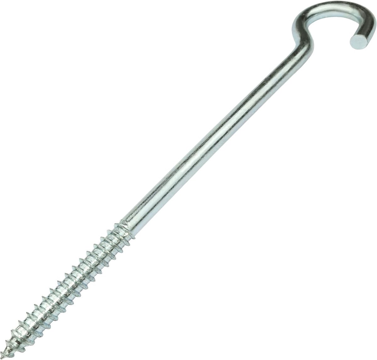 Haken voor het vastschroeven Ø10x180mm in C-vorm - open haak met zelftappende schroef - van verzinkt staal - kleur zilver