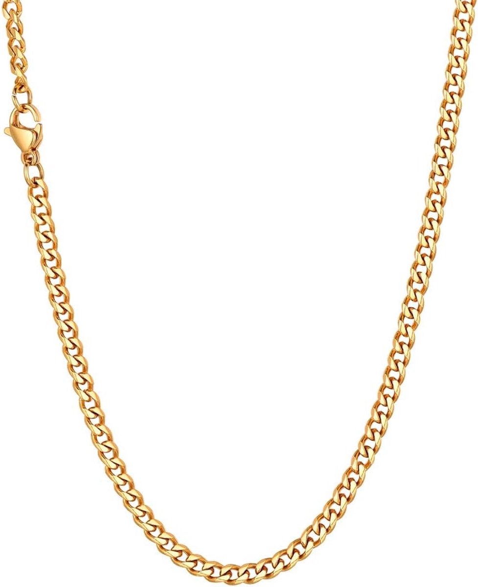 Heren Halsketting Klassieke Panzerketting 3/6/9/12mm breed Cubaanse Hip-Hop Ketting Cuban Chain Necklace voor Mannen Jongens Roestvrij Staal 36-76cm als Heren Cadeau, 36cm, Roestvrij staal