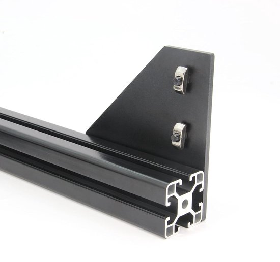 4040 Hoekbeugel Plaat L Vorm 5 Gat 90 Graden Buiten Verbindingsplaat met M6x16mm Schroeven en T-Moeren voor 40 x 40mm Serie Aluminium Extrusieprofiel, 8pcs/Pack (Zwart-4040 L Vorm) — afbeelding 4