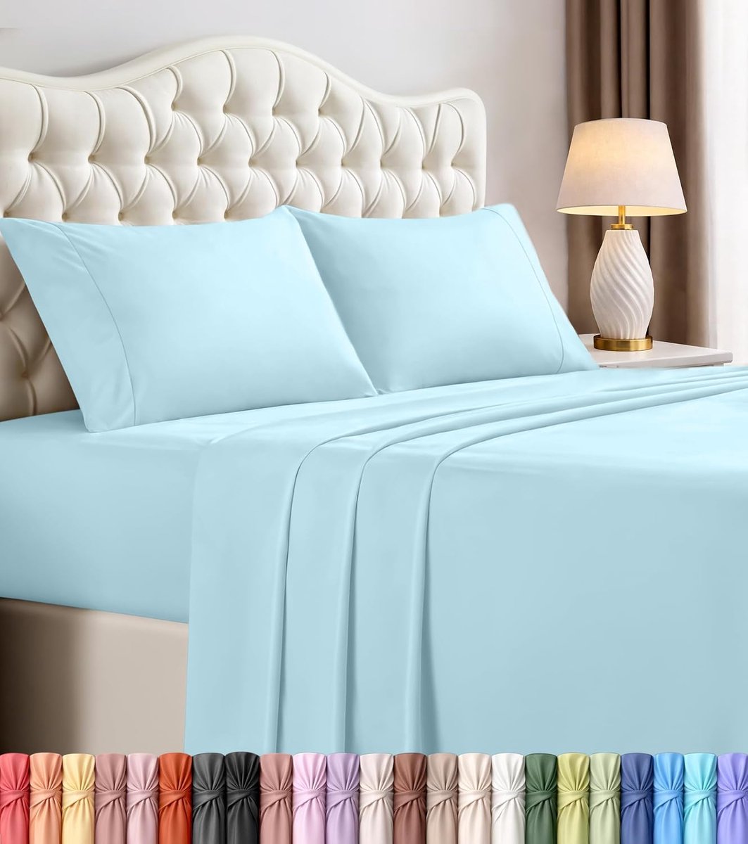 Bedding Beddengoedset met kingsize bed - 4-delig beddengoed - geborsteld microvezel - krimp- en kleurvast - onderhoudsvriendelijk (kingsize, ijsblauw)