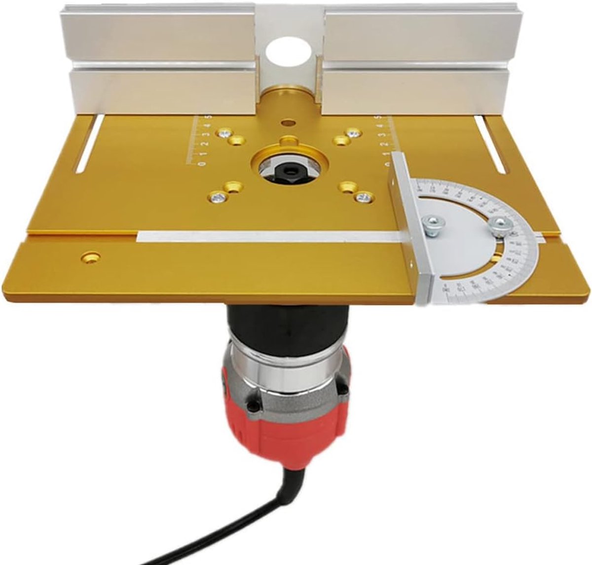 Set met 3 inlegplaten voor frezen, aluminiumlegering, houtfrezen, flip-board, snijmachine, graveerhulpmiddel met hoekmeetschaal, tafelzaag, houtbewerkingsbanken