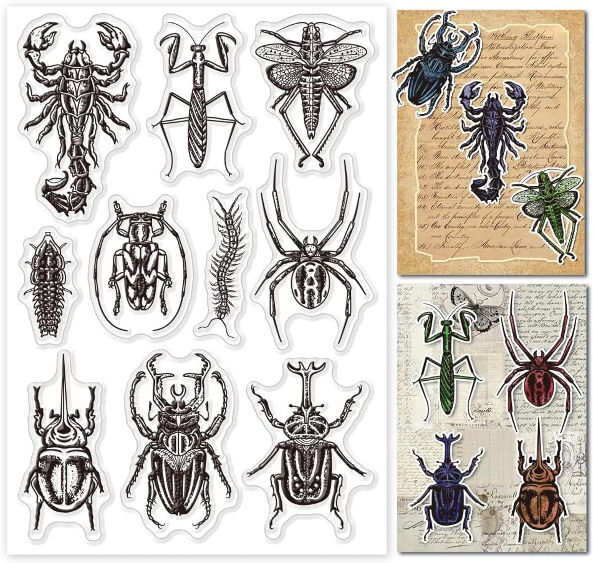 Scorpion Mantis Spider Centipede Grasshopper Insect Heldere stempels Embossing-stempel Siliconen heldere stempels Seal voor DIY scrapbooking en kaart maken papier kunst decor