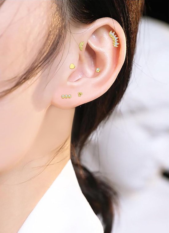 Kraakbeen-oorbellen met platte achterkant, 20G, roestvrij staal, 6 mm oorpiercing, oorbellen, oorstekers, helix tragus piercingsieraden — afbeelding 2