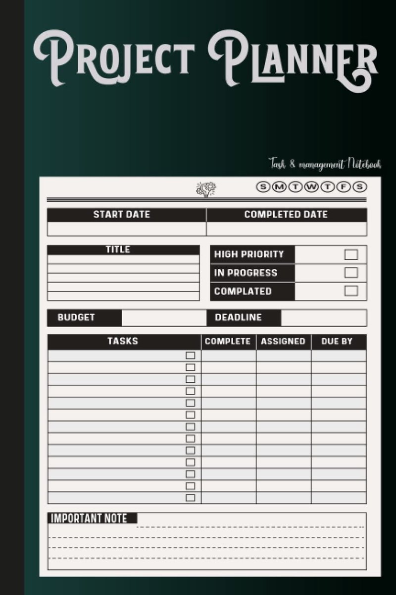 Project Planner: Project Task and Management Notebook track and record All Your Progress for In time Delivery / Simple Design on Cover