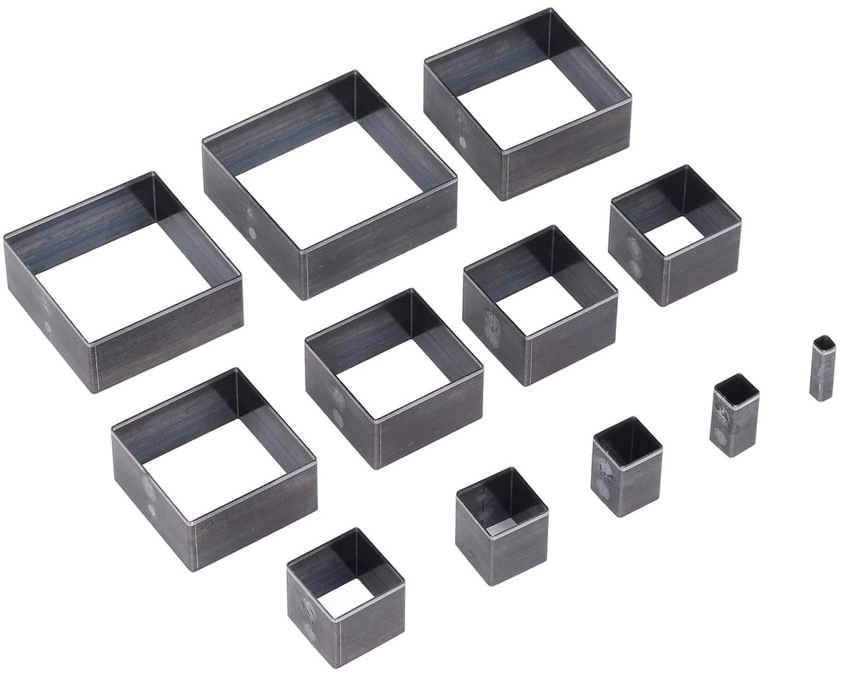 Lederen Ponsgereedschap Set, 12 Stuks Vierkante Ponsen 5-60mm, Duurzaam DIY Leer Snijder
