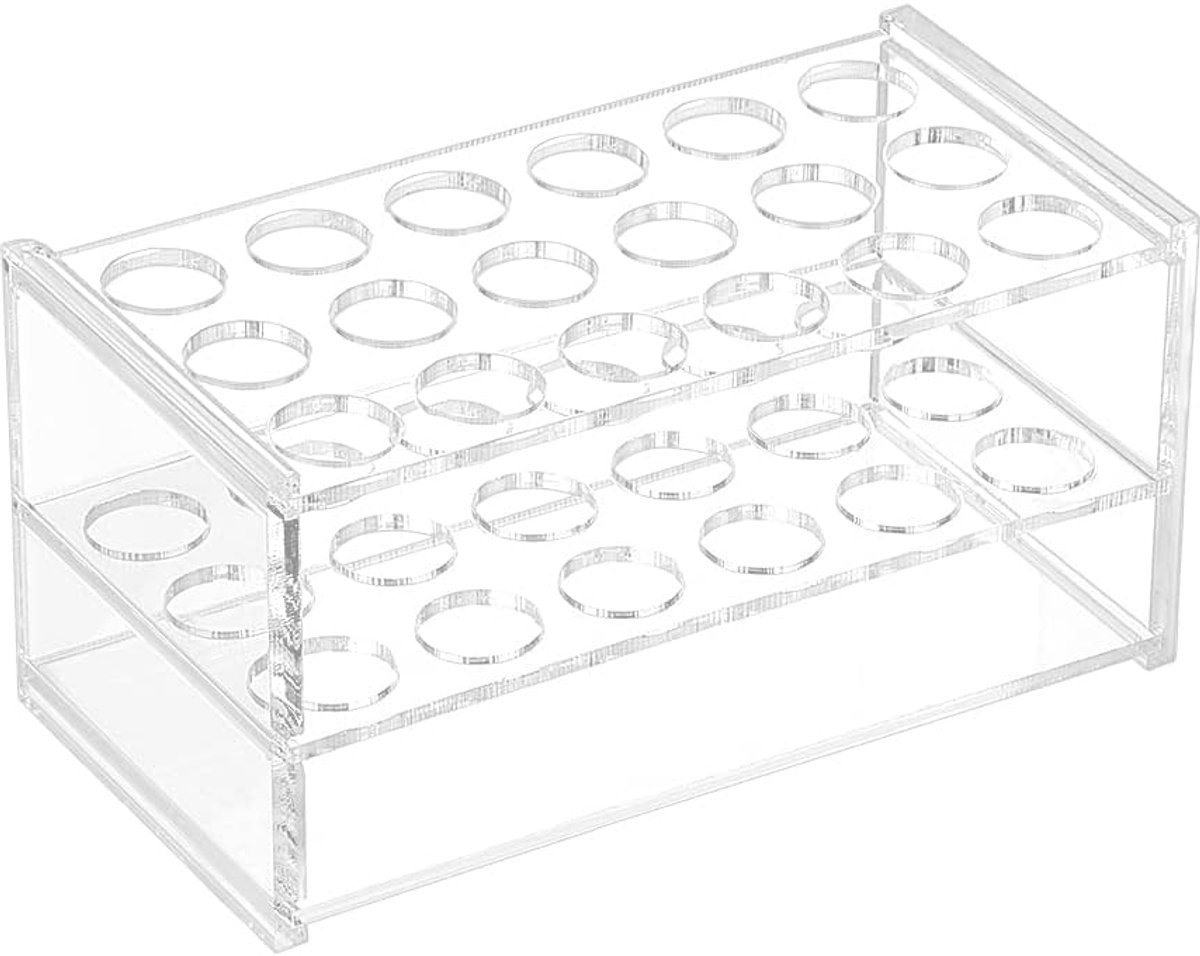 18-stops Acryl Heldere Reageerbuisrek 150x75x70mm Acryl Reageerbuishouderrek Centrifugeerbuishouder Laboratorium Display Stands Laboratoriumbenodigdheden 16mm Diameter voor Reageerbuizen