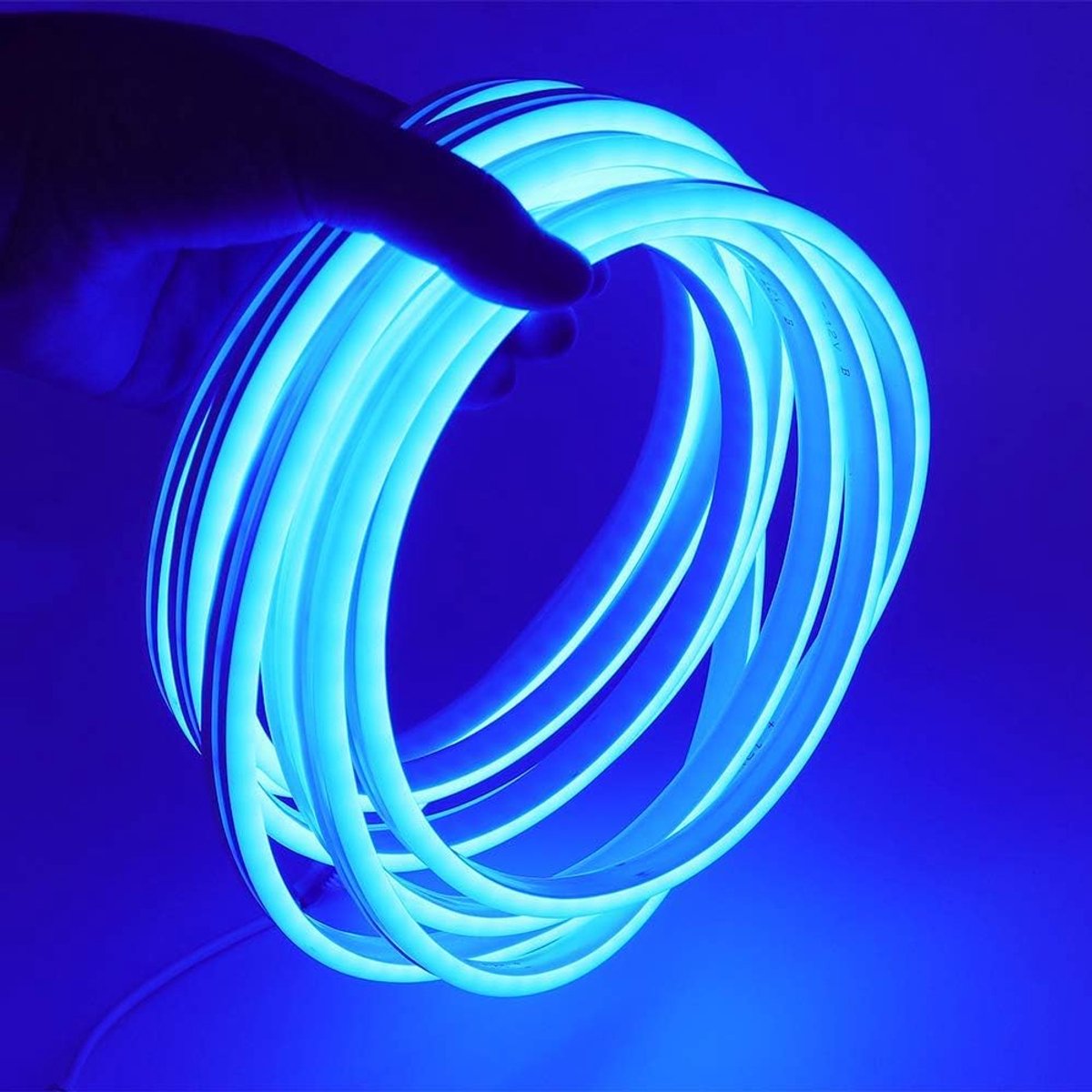 5m Blauw Neon LED-strip met Voeding, Flexibel, Waterdicht, DC 12V LED-verlichting 2835 voor Buiten, Feesten, Feestdecoratie, Reclameborden