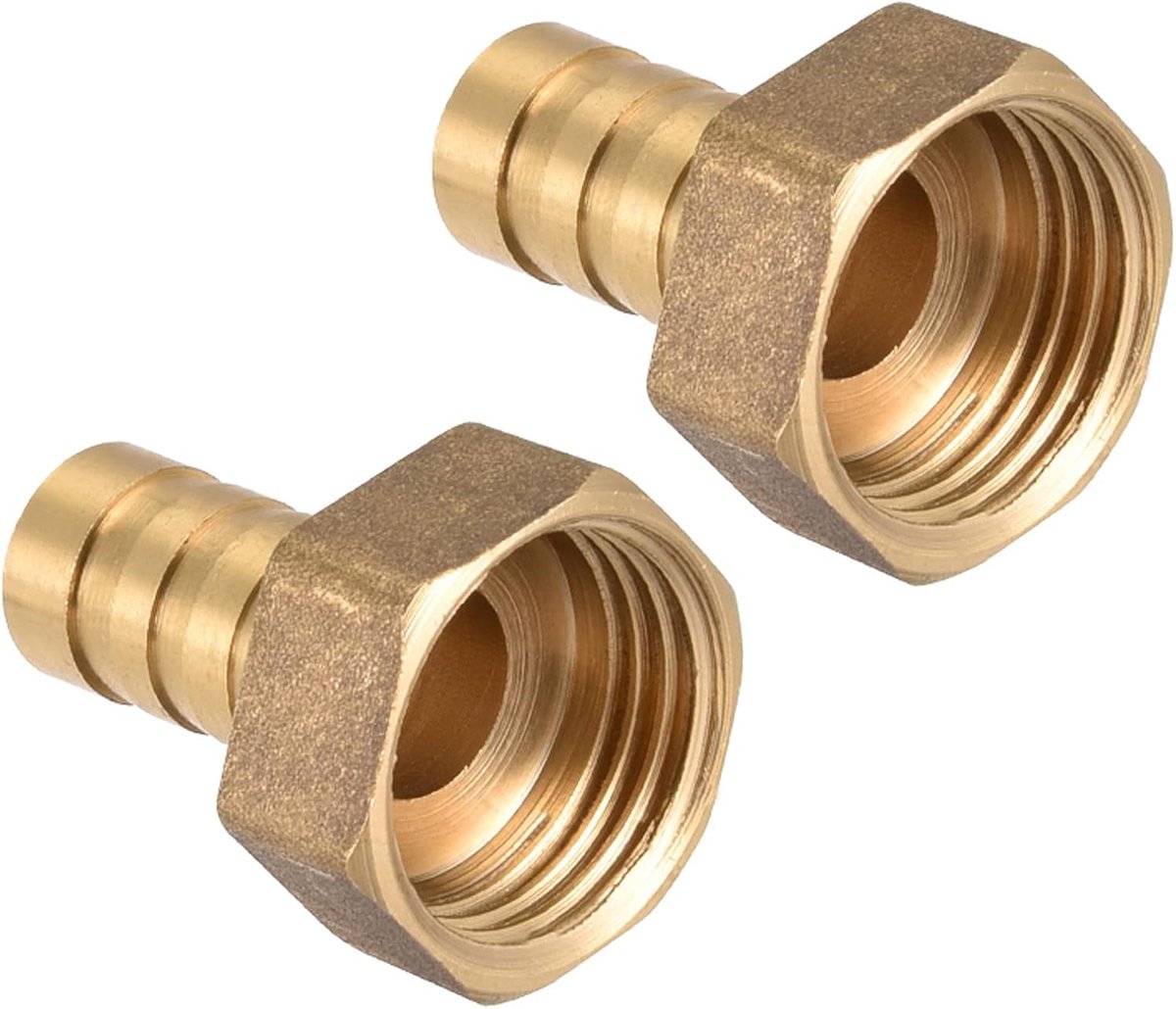 12 mm Barb G1/2 binnendraad x 2 stuks. Slang stekelfitting voor industrieel vacuüm en vloeistofsysteem, [messing]