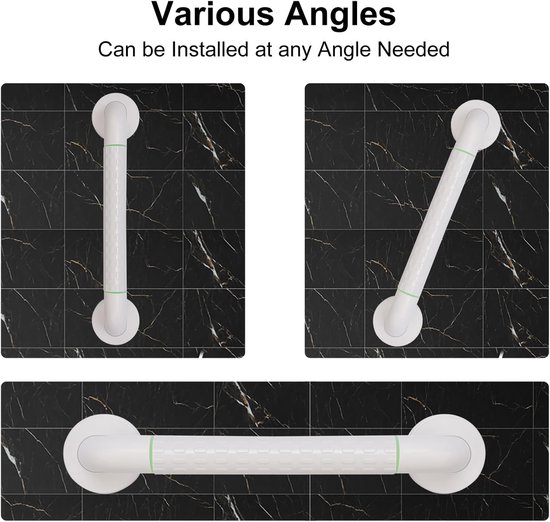 supregear Wandbeugel voor Badkamer, Antislip Douchegreep van RVS, Steunbeugel voor Bad Douche Toilet Trap, Wit Roestvrij Staal, Veiligheidshandgreep voor Ouderen Kinderen en Zwangeren, 60 cm — afbeelding 5