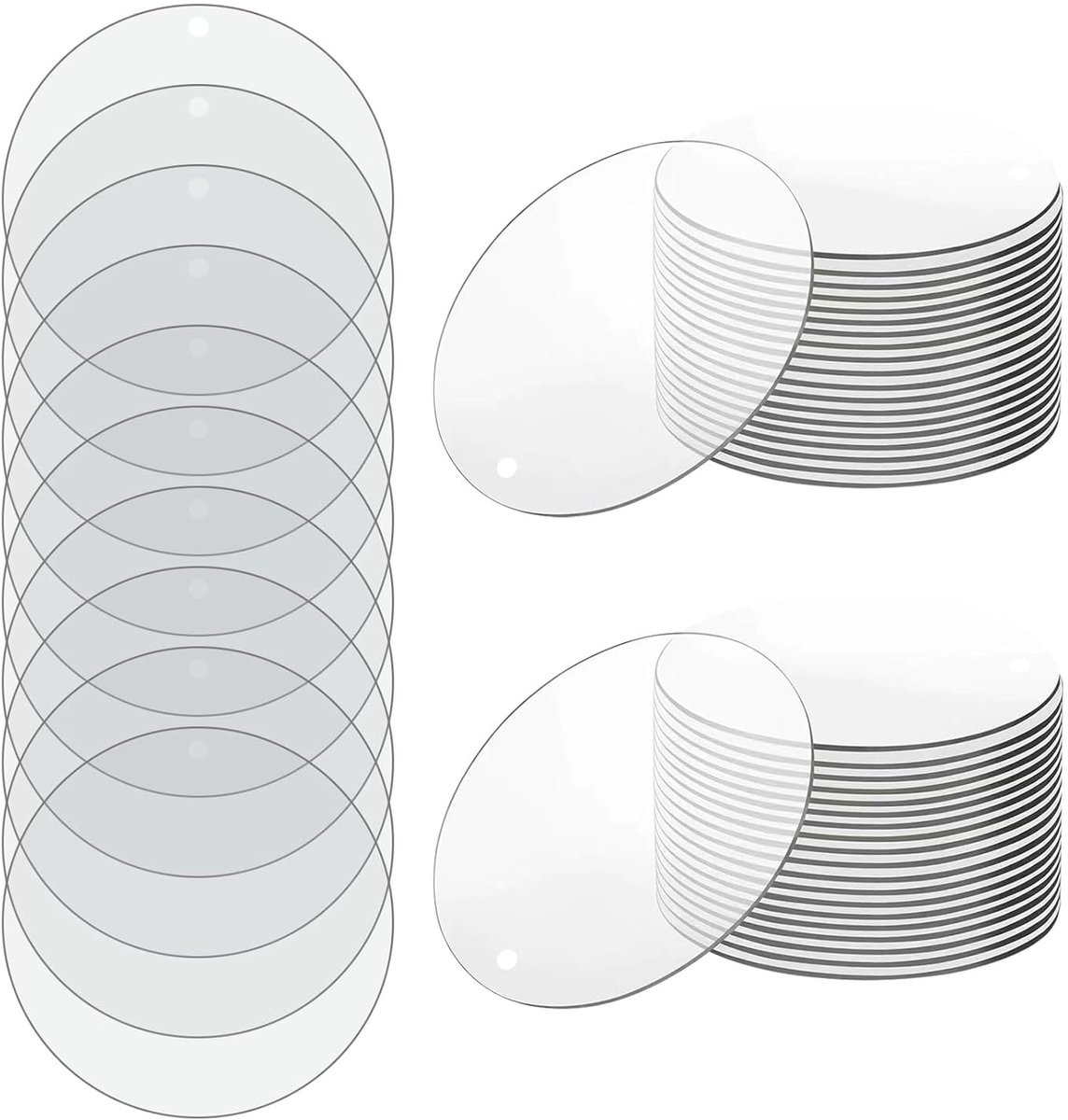 50 Stuks 5 cm Ronde Acrylplaat Met Gat - Cirkel Plaat Voor Fotolijsten, Display, Schilderen - Transparant Plexiglas Rond