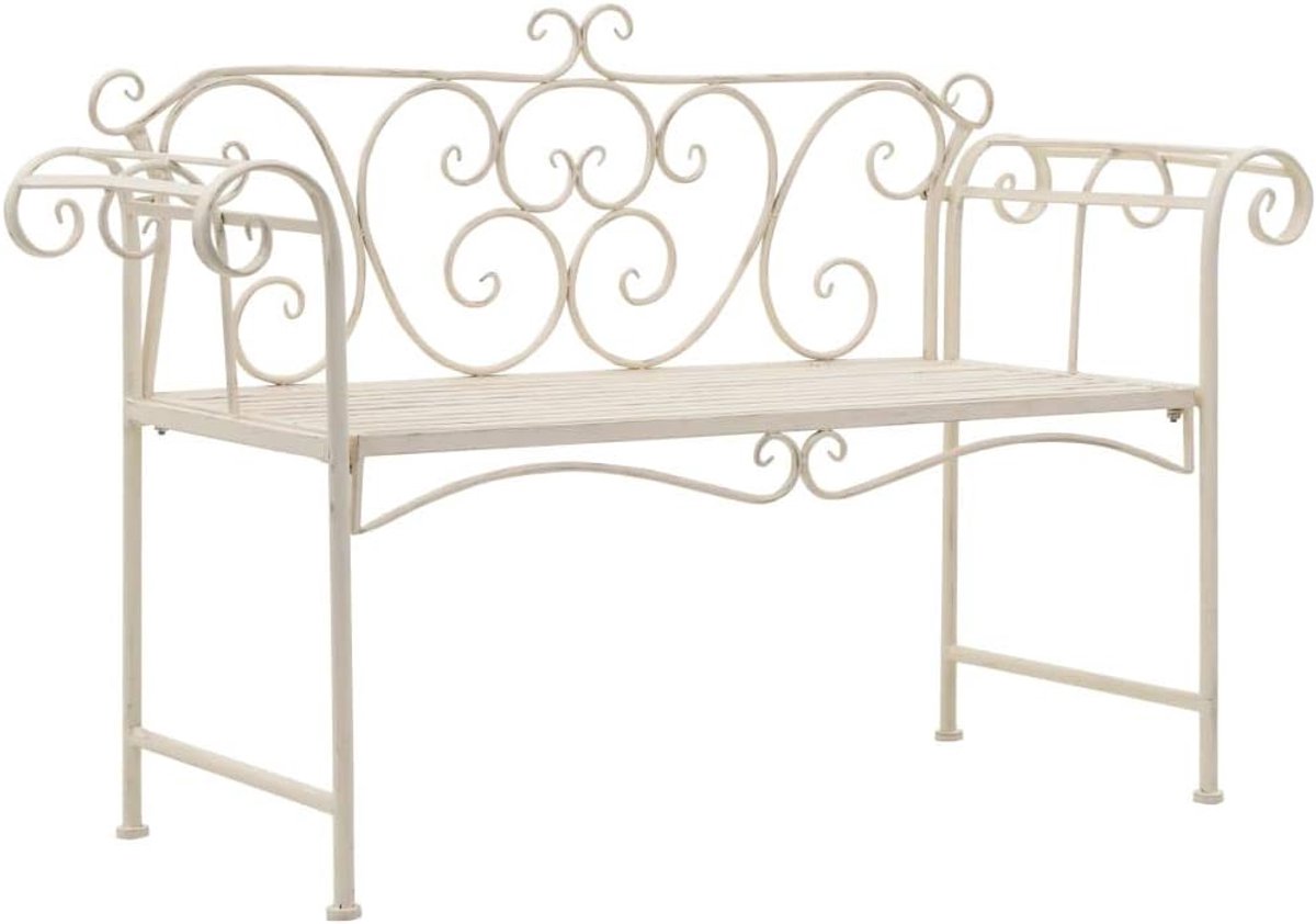 metalen tuinbank metalen bank vintage stijl met fijne, decoratieve details, garderobebank parkbank gangbank eetkamerbank tuinmeubelen Ruheank 132 x 46 x 85 cm, metaal antiek