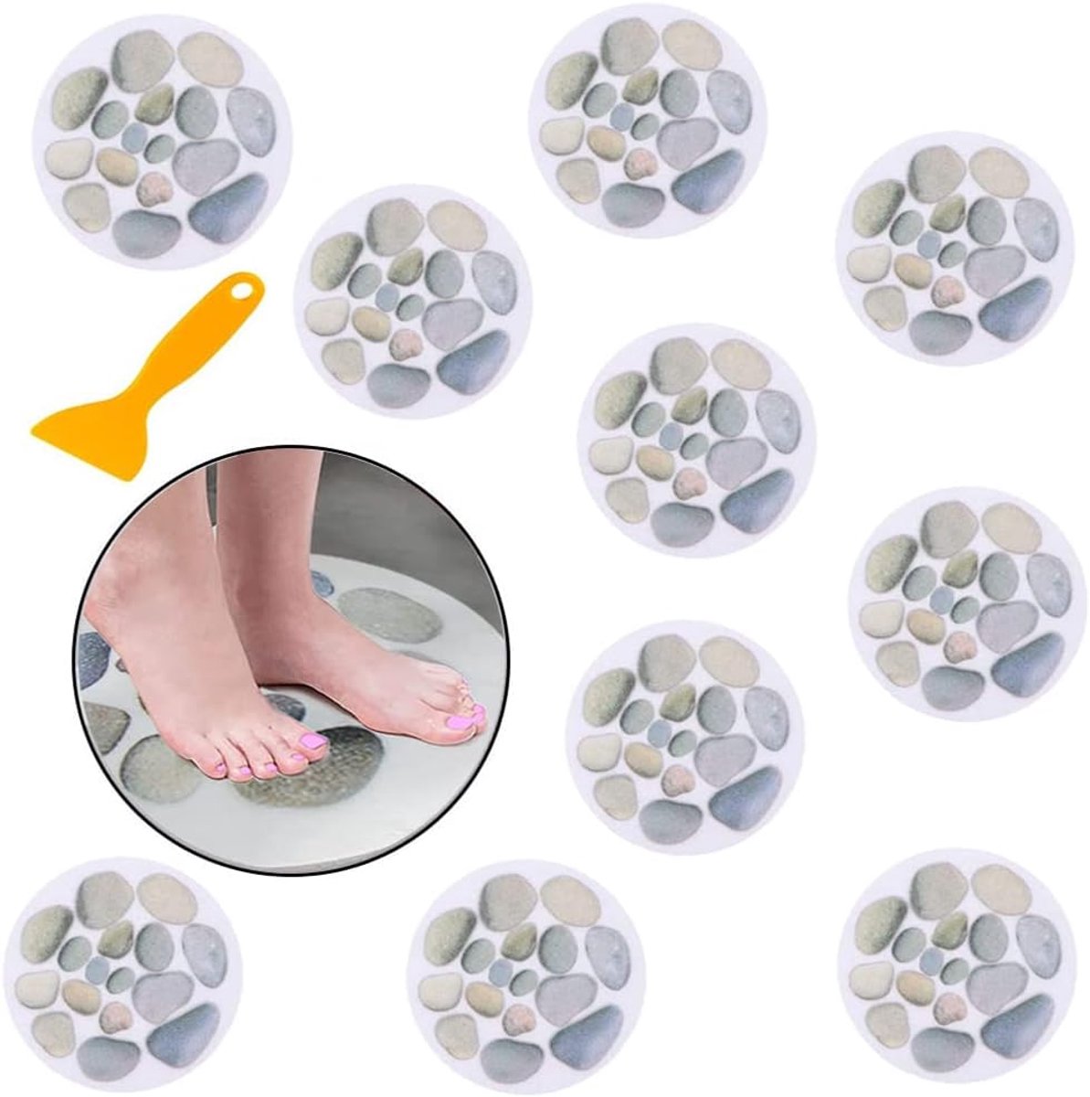 10 stuks badstickers, rond, zelfklevend, antislip douchestickers, ronde premium anti-slipstickers voor bad, douches, zwembad, boten, trappen