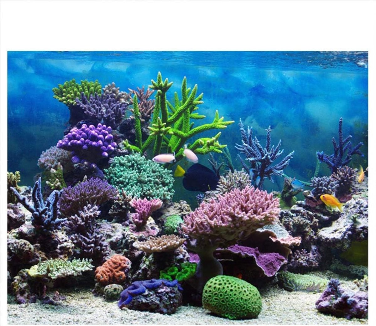 zelfklevende aquarium aquarium achtergrond poster, landschap behang schilderij sticker onderwater koraal decor(91 * 41cm)