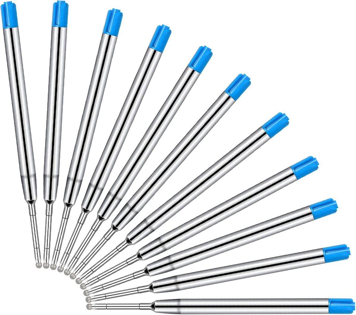 Penvullingen G2-formaat, verwisselbare balpenvullingen, metalen vullingen, blauw, balpenvulling, internationale standaard, grote vulling (blauw)