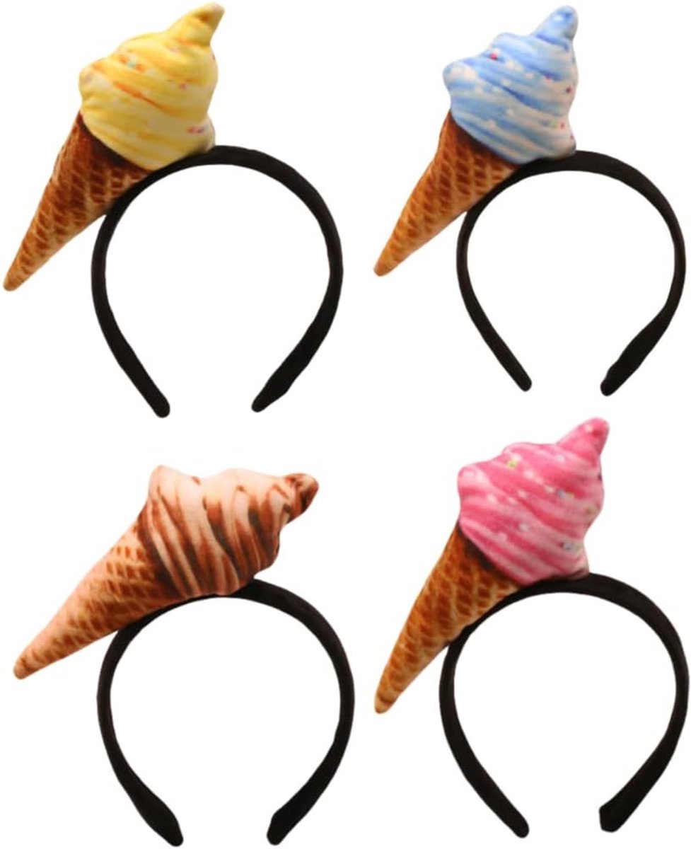4 stuks ijs haarband, ijs kegel hoofdband, leuke hoofdband, ijs hoofdband feest hoofddeksel schattig, ijs hoofddeksel