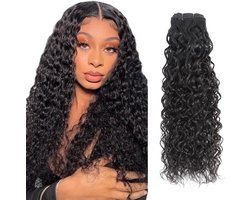 Wave Bundles Human Hair Short Brazilian Virgin Hair Bundles Double Weft Curly Human Hair Bundles Wet And Wavy Weave Bundles Natural Black Color Can Be Dyed 100g 8 Inch