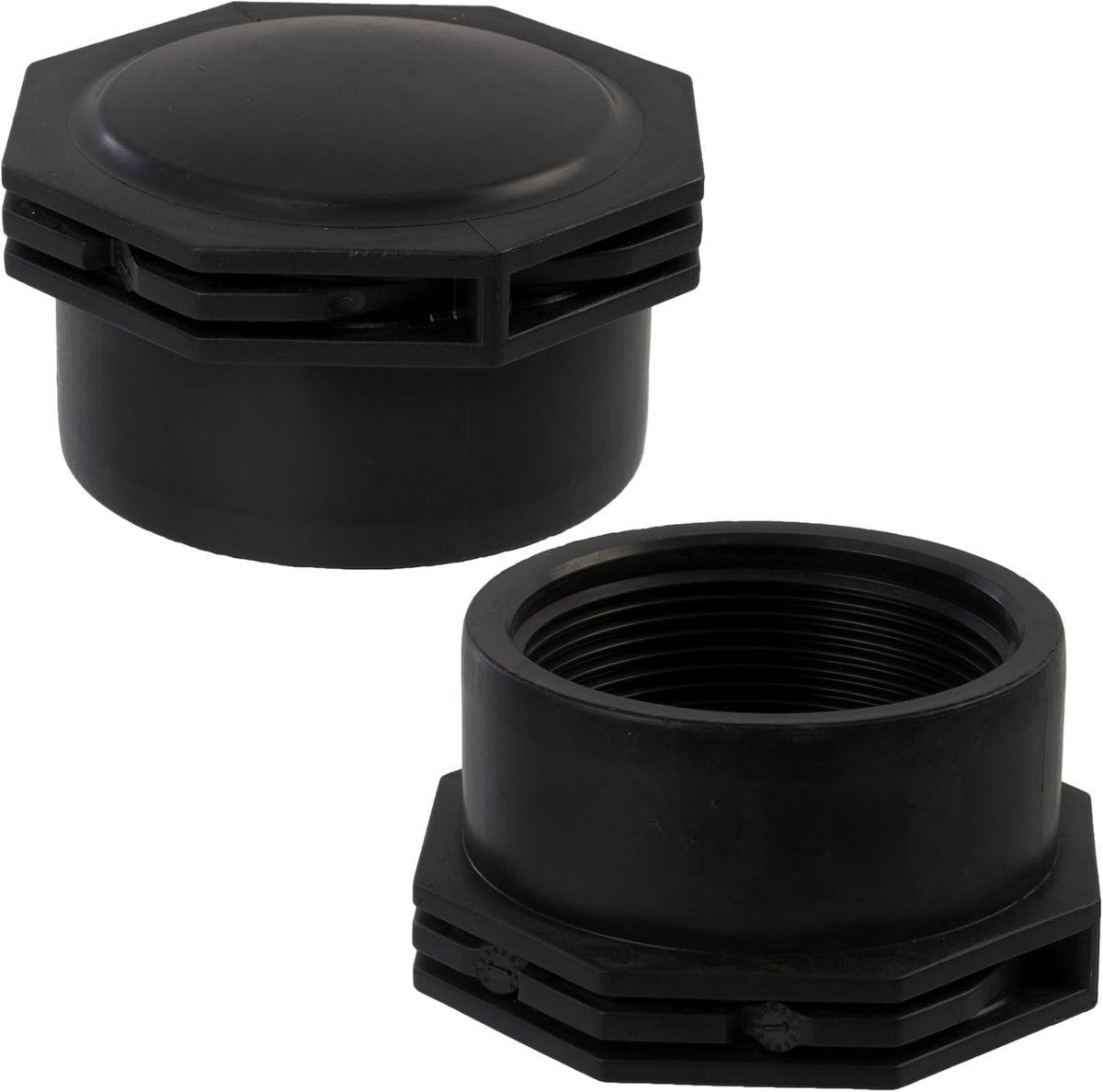 - C75029 - Set met 5 vrouwelijke pluggen van 2 inch om te schroeven voor irrigatieslang druppelsysteem - druk max. 10 bar - van polyethyleen - verbindingsstuk voor irrigatiecircuit