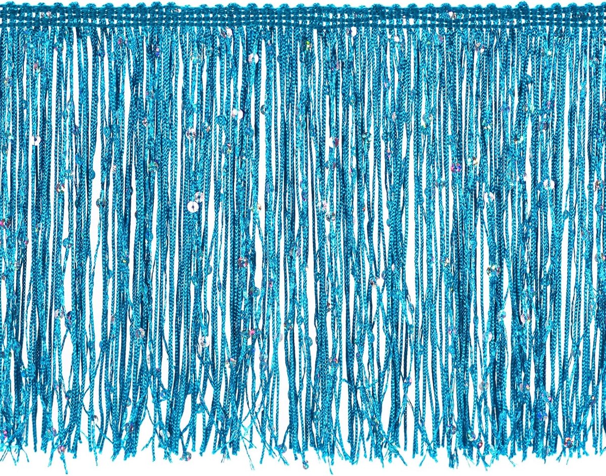sourcing map 1 yard paillettenfranje met 10 cm glinsterende doe-het-zelf franjes band voor kostuums, kleding, doe-het-zelf naaiprojecten en decoratie, blauw
