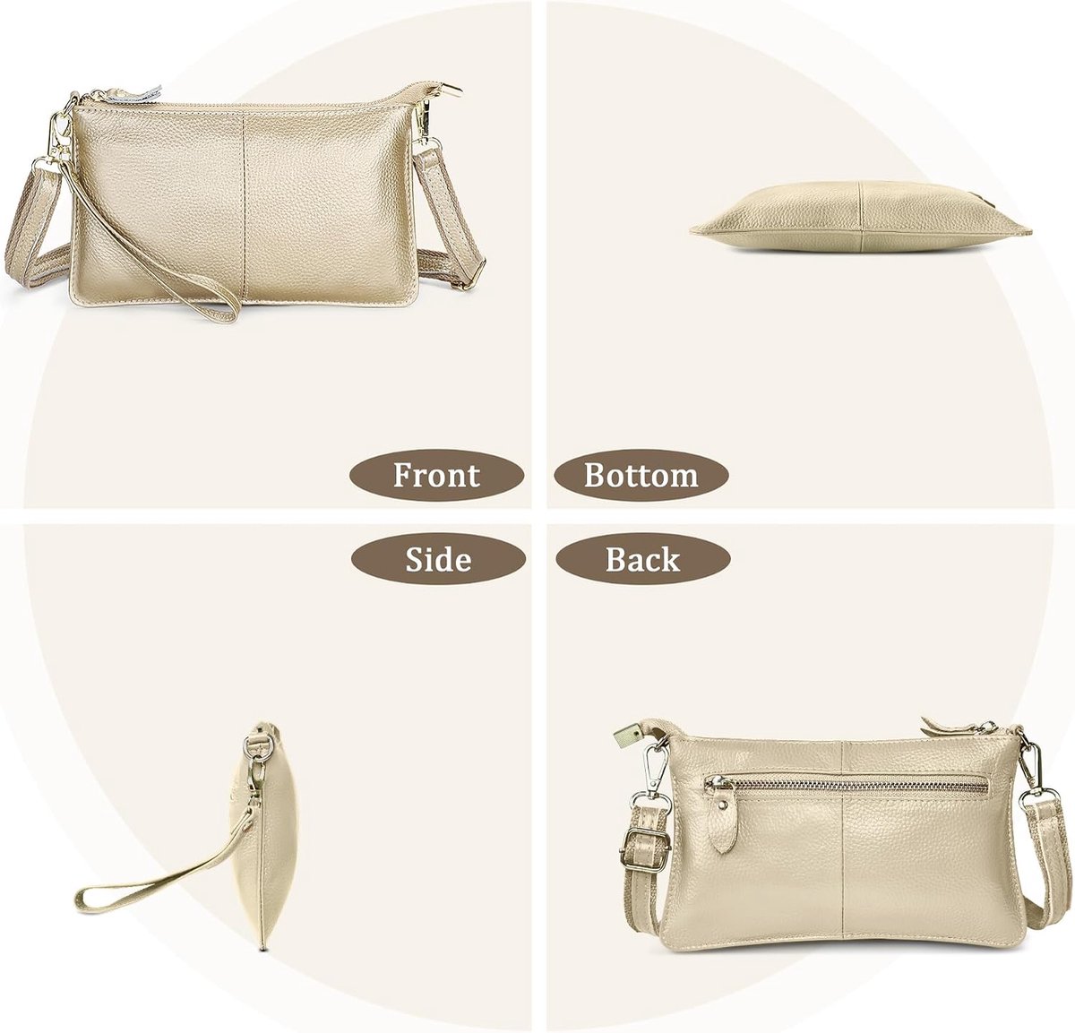 Womens Crossbody Telefoon Tas Voor Vrouwen Kleine Schoudertas Lederen Dames Portemonnee Grote Clutch, goud, L, schoudertas